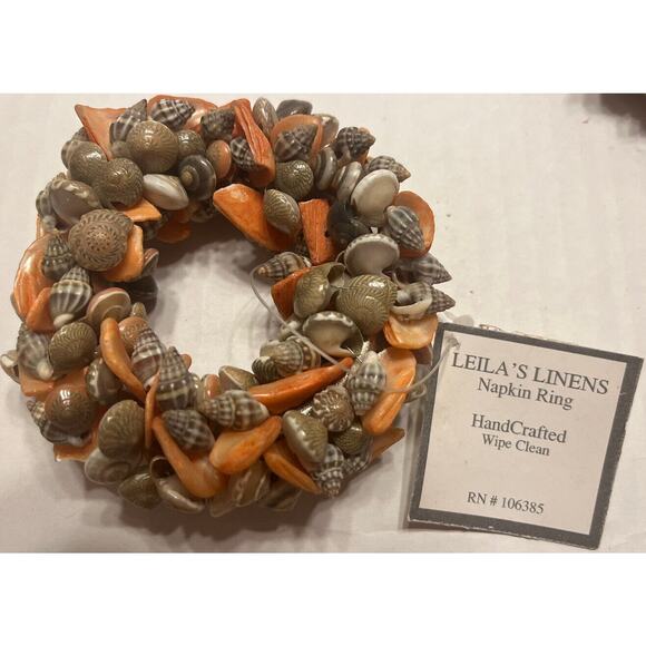 NWT Set of 9 NAPKIN RINGS Small Sea Shells Cluster Beach House Summer Ocean - Picture 7 of 7